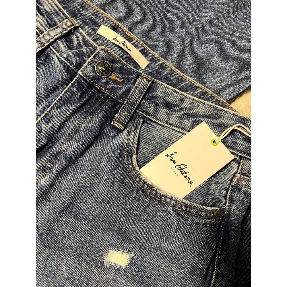 NWT Sam Edelman High Rise Straight Crop Jeans Size 8 / 29 Distressed Denim - Picture 4 of 11